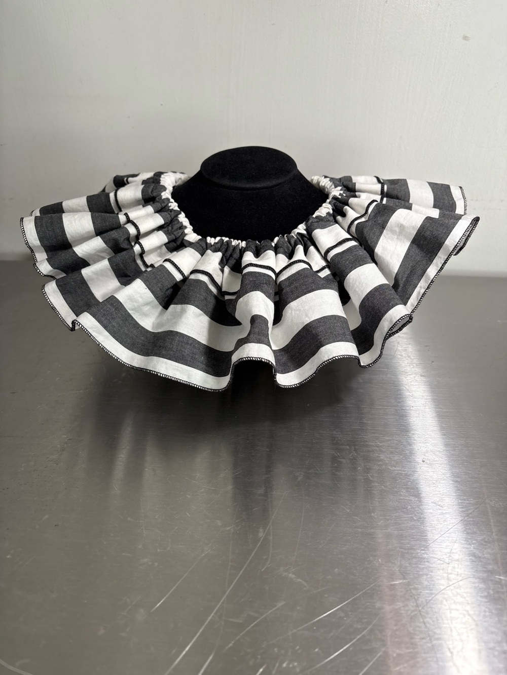 Stripe Ruffle collar clown cosplay hand made new Halloween